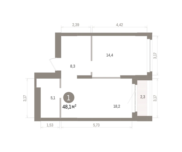 
  Продается 1-комн. квартира 48.14 м², в ЖК Кварталы Драверта, дом 5. Фото 1.