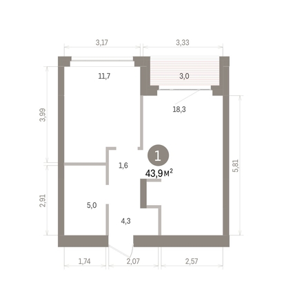 
  Продается 1-комн. квартира 43.88 м², в ЖК Кварталы Драверта, дом 5. Фото 1.