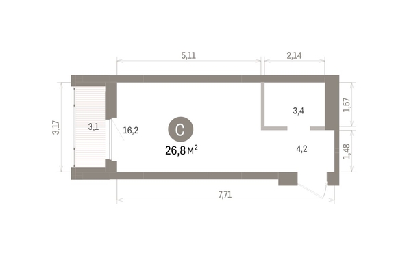 
  Продается студия 26.83 м², в ЖК Кварталы Драверта, дом 5. Фото 1.