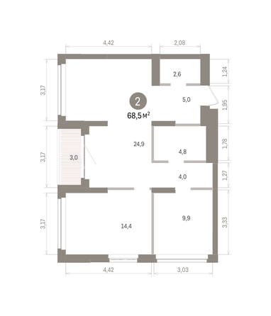 
  Продается 2-комн. квартира 68.46 м², в ЖК Кварталы Драверта, дом 5. Фото 1.