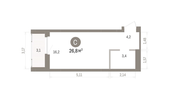 
  Продается студия 26.83 м², в ЖК Кварталы Драверта, дом 5. Фото 1.