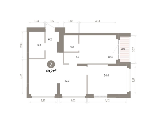 
  Продается 2-комн. квартира 69.15 м², в ЖК Кварталы Драверта, дом 5. Фото 1.