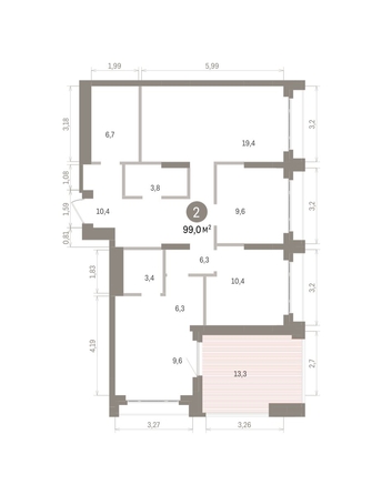 
  Продается 2-комн. квартира 98.99 м², в ЖК Кварталы Драверта, дом 5. Фото 1.