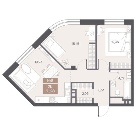 
  Продается 2-комн. квартира 61.28 м², в ЖК ЦЕНТР-ПАРК на Волочаевской. Фото 1.