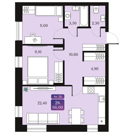 
  Продается 2-комн. квартира 66 м², в ЖК Северное Сияние Премиум. Фото 2.