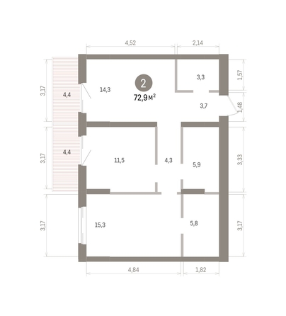 
  Продается 2-комн. квартира 72.88 м², в ЖК Кварталы Драверта, дом 4. Фото 1.