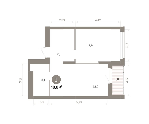 
  Продается 1-комн. квартира 48.83 м², в ЖК Кварталы Драверта, дом 5. Фото 1.