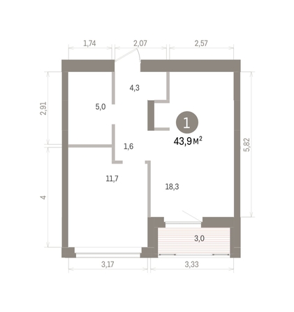
  Продается 1-комн. квартира 43.89 м², в ЖК Кварталы Драверта, дом 5. Фото 1.