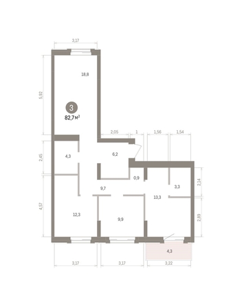 
  Продается 3-комн. квартира 82.71 м², в ЖК Кварталы Драверта, дом 4. Фото 1.