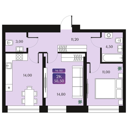 
  Продается 2-комн. квартира 58.5 м², в ЖК Северное Сияние Премиум. Фото 2.