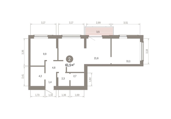 
  Продается 2-комн. квартира 61.53 м², в ЖК Кварталы Драверта, дом 6. Фото 1.