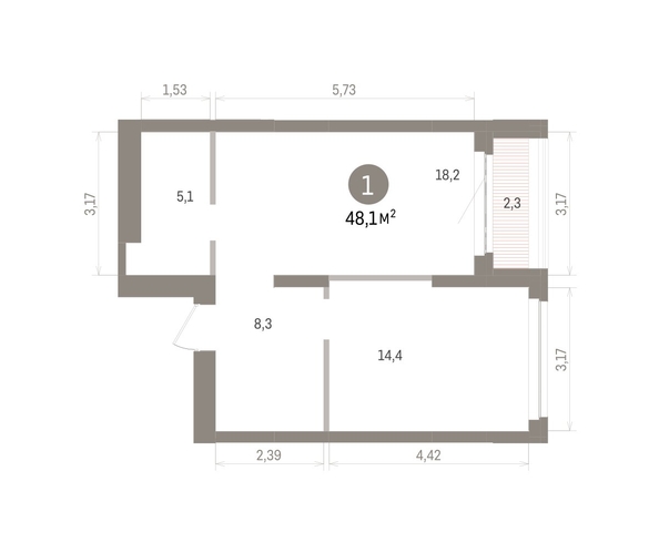 
  Продается 1-комн. квартира 48.14 м², в ЖК Кварталы Драверта, дом 5. Фото 1.