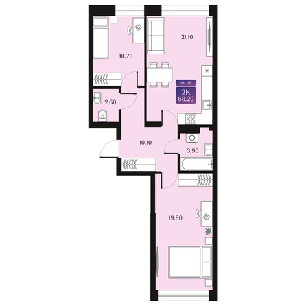 
  Продается 2-комн. квартира 68.2 м², в ЖК Северное Сияние Премиум. Фото 2.