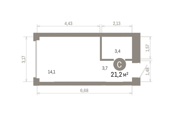 
  Продается студия 21.19 м², в ЖК Кварталы Драверта, дом 6. Фото 1.