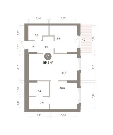 
  Продается 2-комн. квартира 59.9 м², в ЖК Кварталы Драверта, дом 4. Фото 1.