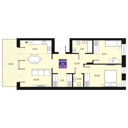 
  Продается 3-комн. квартира 89.2 м², в ЖК Северное Сияние Премиум. Фото 2.