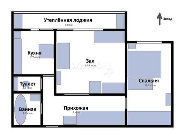 
   Продам 2-комнатную, 46.9 м², Нахимова пер, 4

. Фото 12.