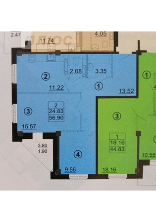 
   Продам 2-комнатную, 55.4 м², Архитекторов ул, 8

. Фото 6.