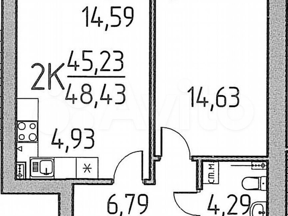 
  Продается 1-комн. квартира, 48.5 м², ЖК Гравитация
. Фото 1.