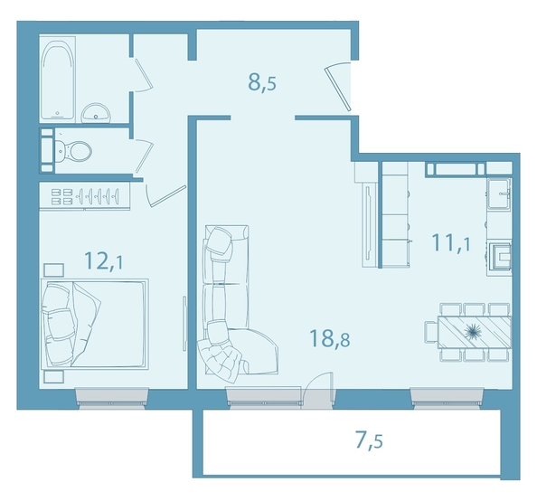 
   Продам 2-комнатную, 59.1 м², Славского ул, 26

. Фото 2.