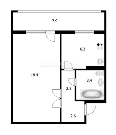 
   Продам 1-комнатную, 32.9 м², Заречная 4-я ул, 39

. Фото 11.