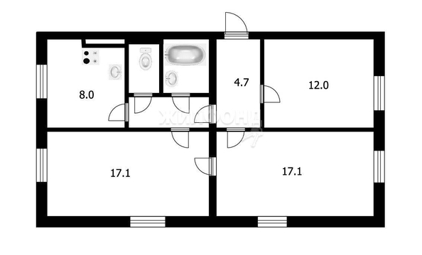 
   Продам 3-комнатную, 68.5 м², Усова ул, 31

. Фото 2.