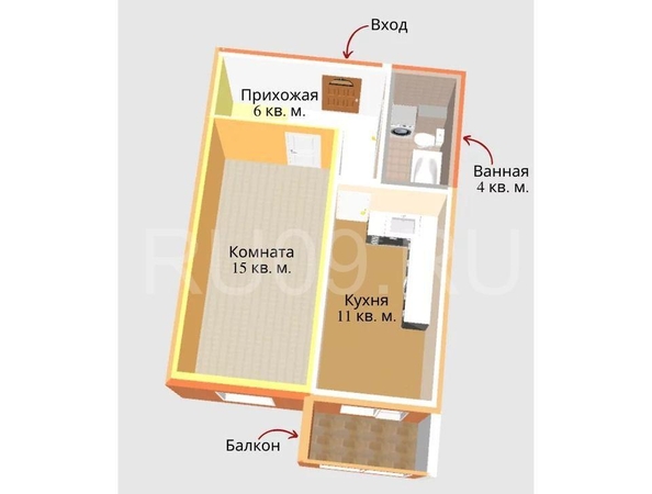 
  Продается 1-комн. квартира, 36 м², Богдана Хмельницкого пер, д. 8
. Фото 9.