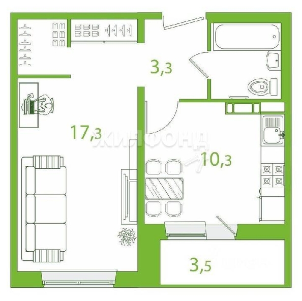 
   Продам 1-комнатную, 36.1 м², Пришвина ул, 44

. Фото 1.