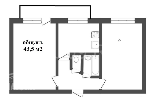 
   Продам 2-комнатную, 43.5 м², Интернационалистов ул, 2

. Фото 14.