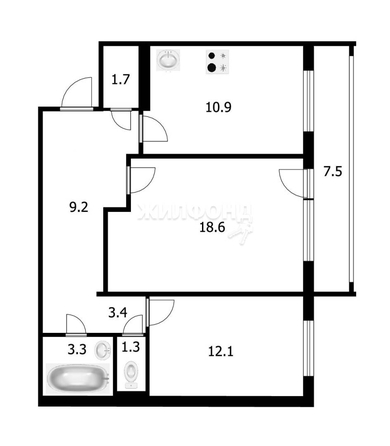 
   Продам 2-комнатную, 60 м², Юрия Ковалева ул, 38

. Фото 25.