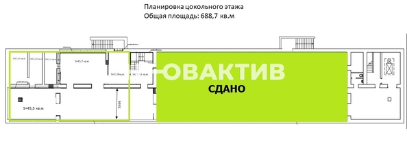 
  Сдается торговая площадь, 1377.4 м², Новгородская ул, д. 42
. Фото 7.