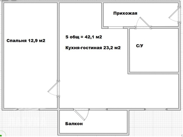 
  Продается 2-комн. квартира, 42.1 м², Дзержинского ул, д. 57
. Фото 11.