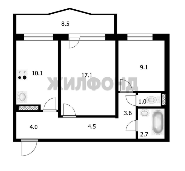 
  Продается 2-комн. квартира, 52.1 м², Урожайный пер, д. 31
. Фото 15.