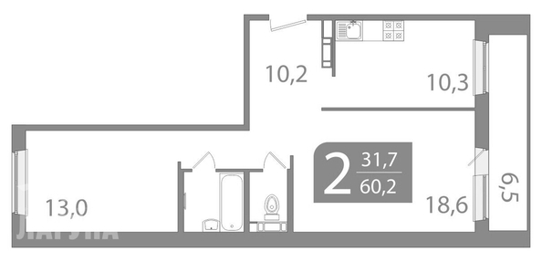 
  Продается 2-комн. квартира 60.2 м². Фото 1.