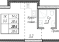 Орхон: Планировка 1-комн 28,8 м²