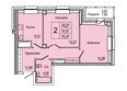 На Дудинской, дом 3 : Планировка двухкомнатной квартиры 56,26 кв.м