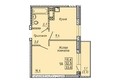 Новые Матрешки, дом 1 б/с 4: Планировка 1-комн 33,2 - 33,5 м²