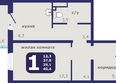Рябиновый дворик, дом 1: Планировка 1-комн 40,4 м²