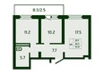 Кедр, дом 11: Планировка 2-комн 54,8 м²