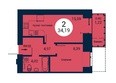 Арбан Smart, дом 3: Планировка двухкомнатной квартиры 34,19 кв.м