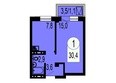 Серебряный, квартал В дом 4: Планировка 1-комнатной квартиры 30,4 кв.м