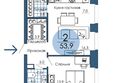 Портовый. Речной квартал, к 6: Планировка 2-комн 53,9 м²