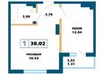 Нанжуль-Солнечный, дом 12: Планировка 1-комн 38,02 м²
