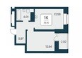 Сакура парк, дом 1: Планировка 1-комн 39,4 м²