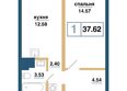 Нанжуль-Солнечный, дом 12в: Планировка 1-комн 37,62 м²