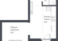 Подсолнухи: Планировка 1-комн 29,7 м²