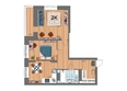 Smart Avenue (Смарт Авеню), дом 2: Планировка 2-комн 57,4 м²