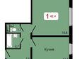 КБС. Берег, дом 7 строение 6: Планировка 1-комн 42,4 м²