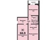 Приозерный, дом 712 серия Life: Планировка 3-комн 66,9 м²