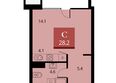 Беринг, дом 2: Планировка Студия 28,2 м²